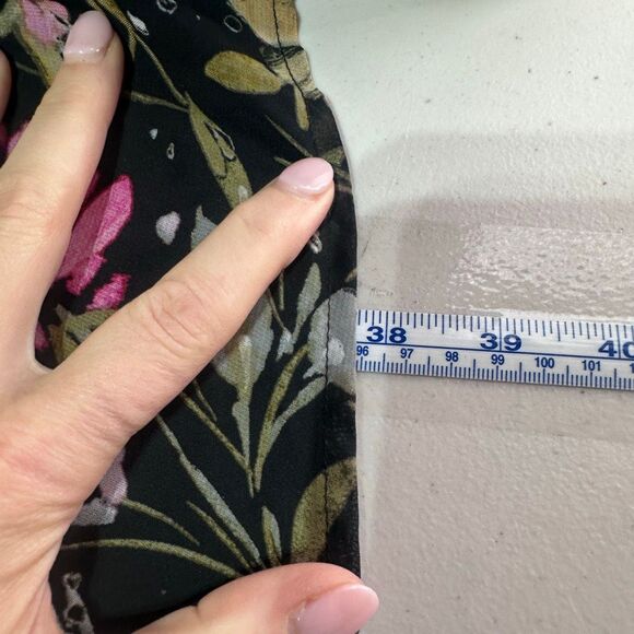 Tacera XL Black Pink Floral Ruffle Shift Dress Sleeveless Wedding Guest Feminine - Picture 9 of 12